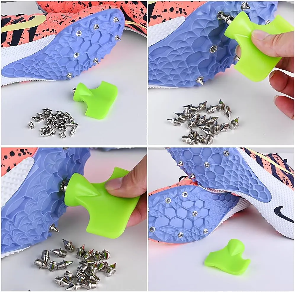 1/4 Inch Track Spikes, 100 Pieces Steel Track Shoe Spikes Replacements and Spike Wrench for Sports Running Track Shoes