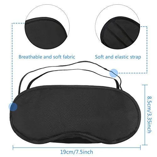 15 Pack Eye Sleeping Blindfold Soft Eye Shade Cover with Nose Pad and Adjustable Strap for Travel Sleep, Black