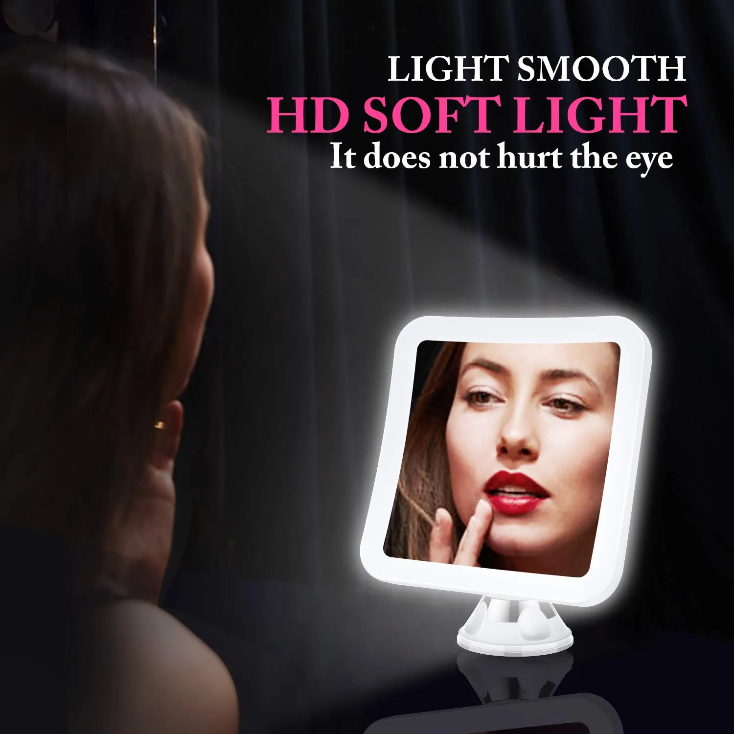 2021 Upgraded 10x Magnifying Lighted Makeup Mirror with Natural White LED Lights, 360°Swivel Portable Cordless Makeup Mirrors with Locking Suction Base for Home Bathroom Shower and Travel
