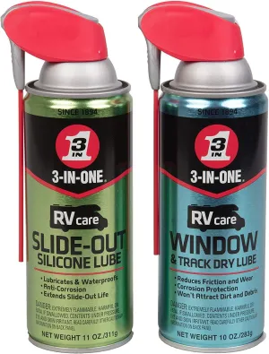 3-IN-ONE RVcare Slide Out Silicone, 11 oz. and RV Care Window & Track Dry Lube