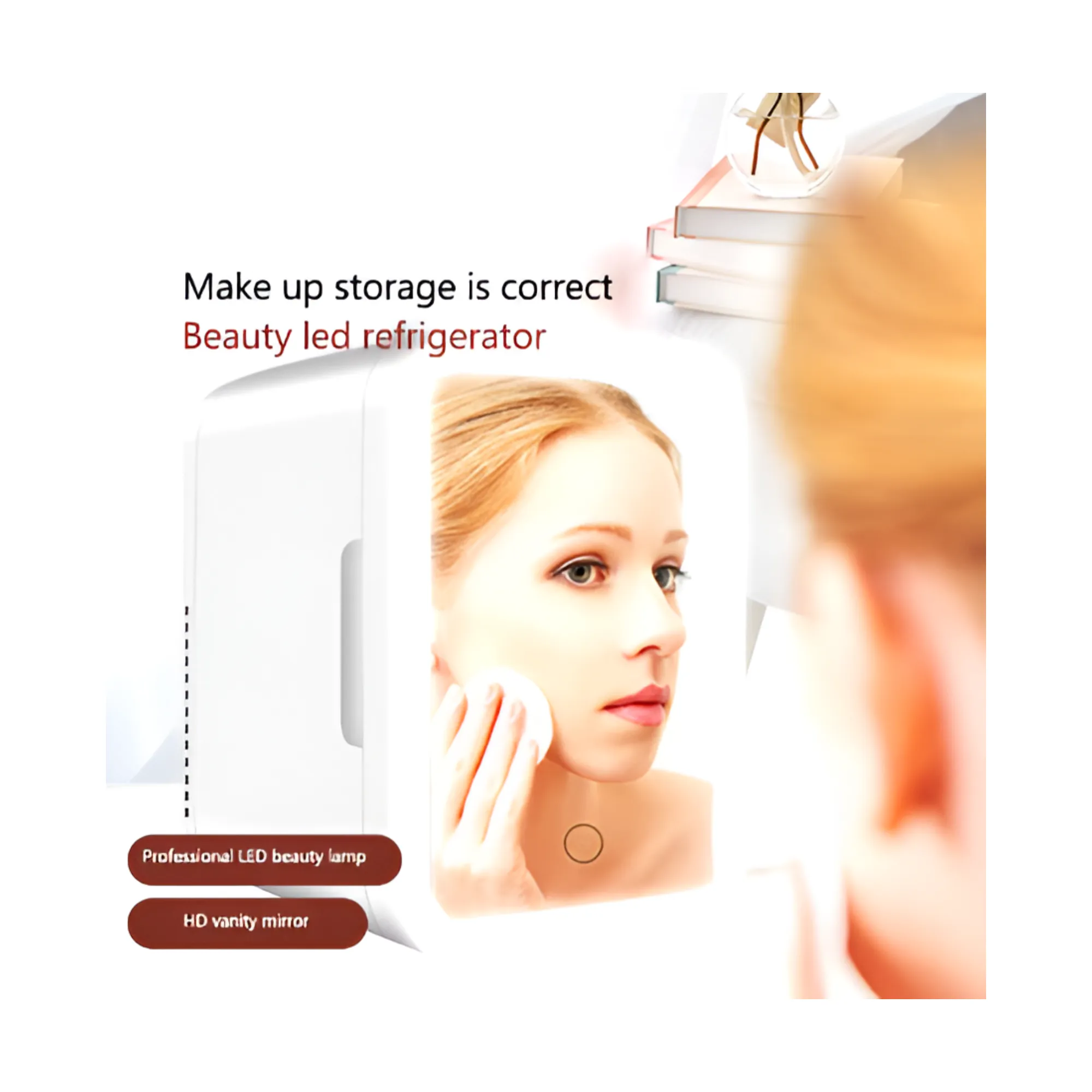 4-Liter Portable Handheld Skincare Fridge with LED Mirror Light