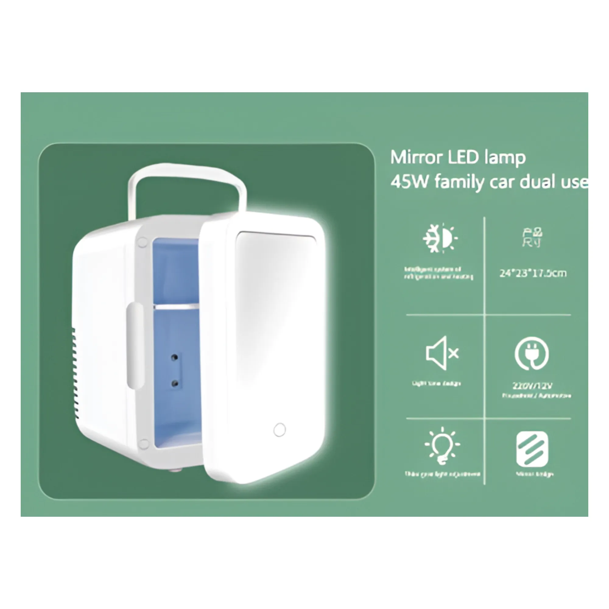 4-Liter Portable Handheld Skincare Fridge with LED Mirror Light