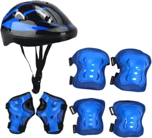 7Pcs/Set Kids Bike Helmet Roller Skating Helmet Impact Resistance Teens Skateboard Helmet for Bike Riding Inline Skating