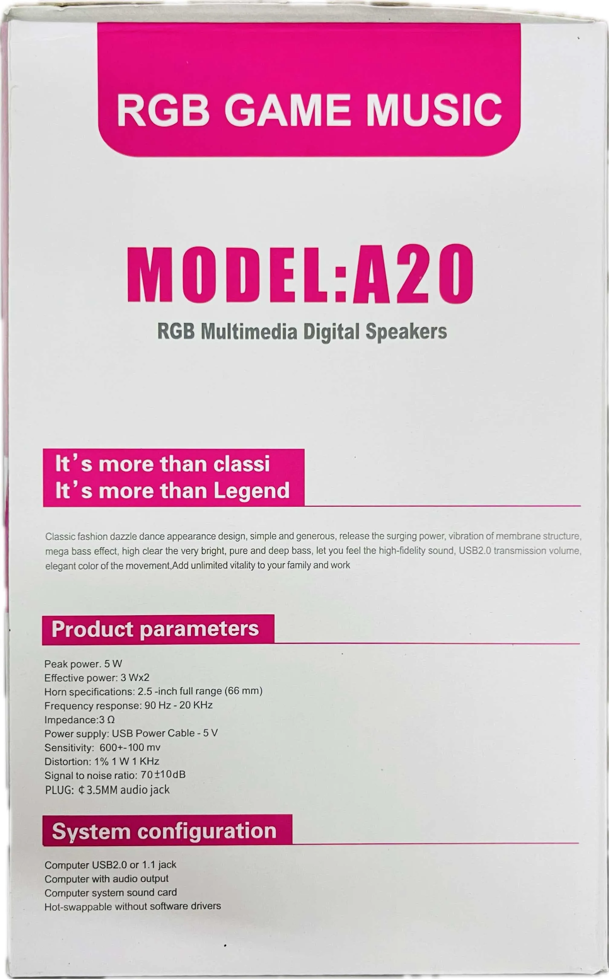 A20 USB 2.0 High Quality Portable Speaker