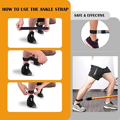 AIRIVO Resistance Bands Set (11 pcs), Elastic Workout Bands with Handles, Door Anchor, Foot Ring - Men Women Portable Home Exercise Accessories, Training, Physical Therapy Yoga Pilates