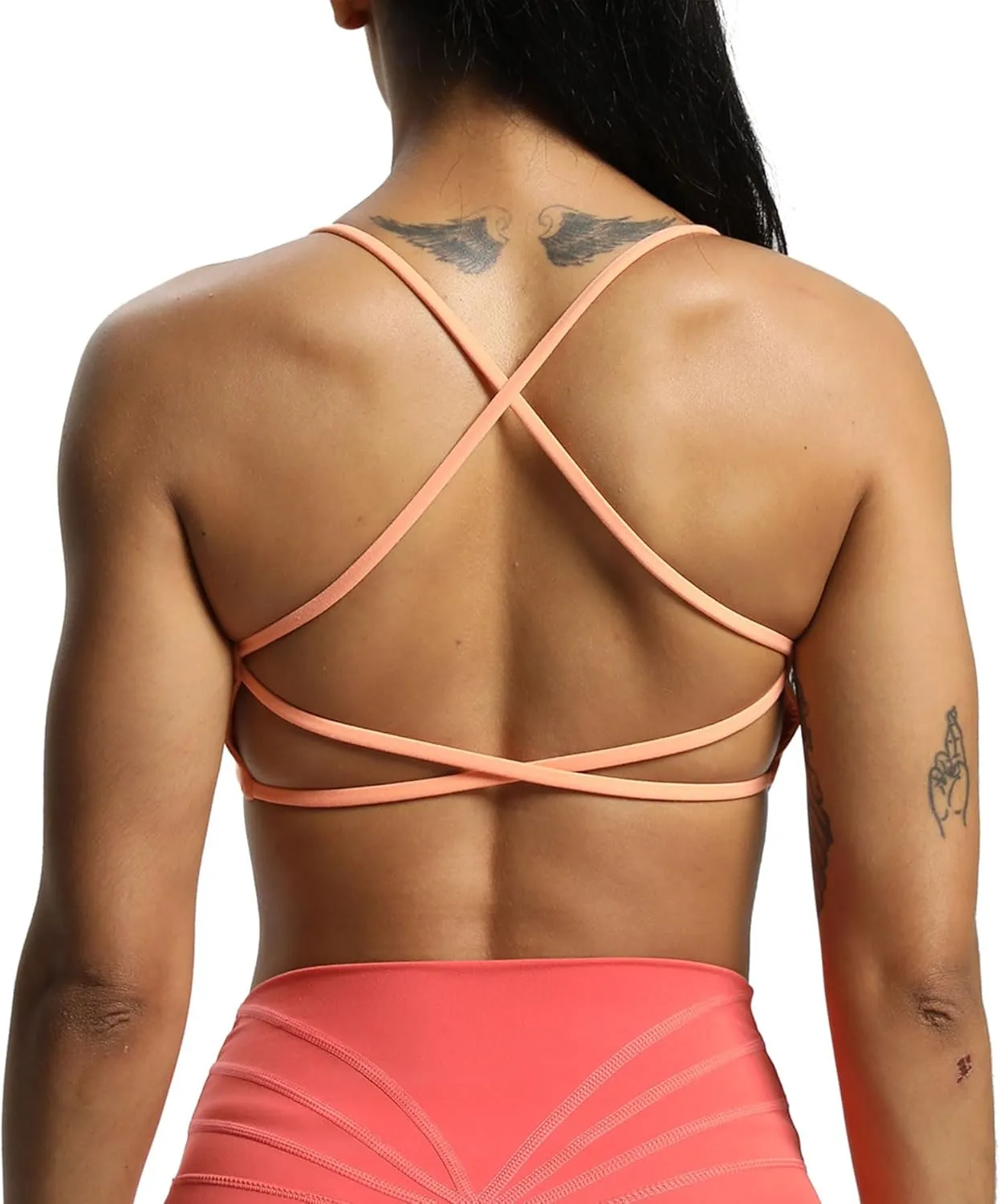 Aoxjox Women's Workout Sports Bras Fitness Backless Padded Ivy Low Impact Bra Yoga Crop Tank Top