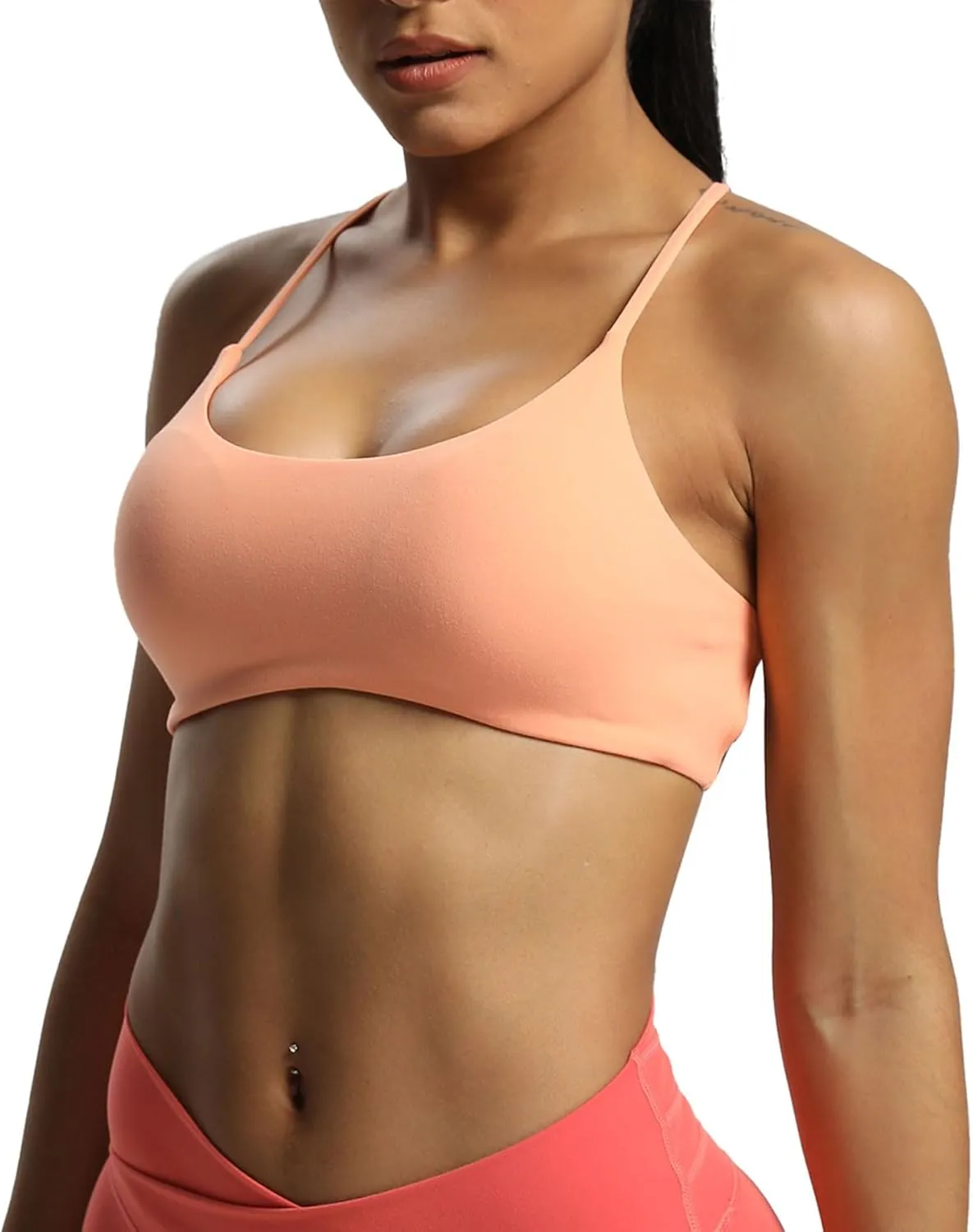 Aoxjox Women's Workout Sports Bras Fitness Backless Padded Ivy Low Impact Bra Yoga Crop Tank Top