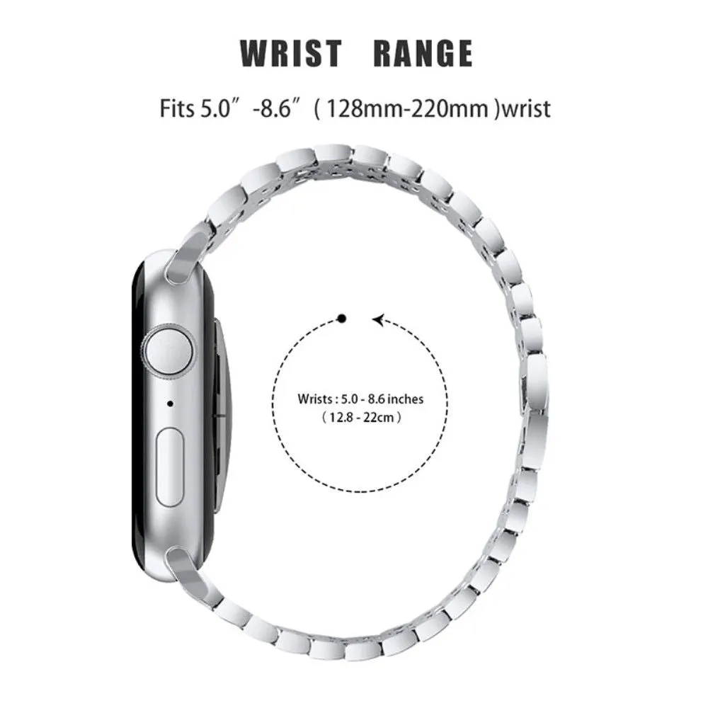 Apple Watch (41mm) five bead shiny rhinestone watch strap - Silver / Rose / Silver