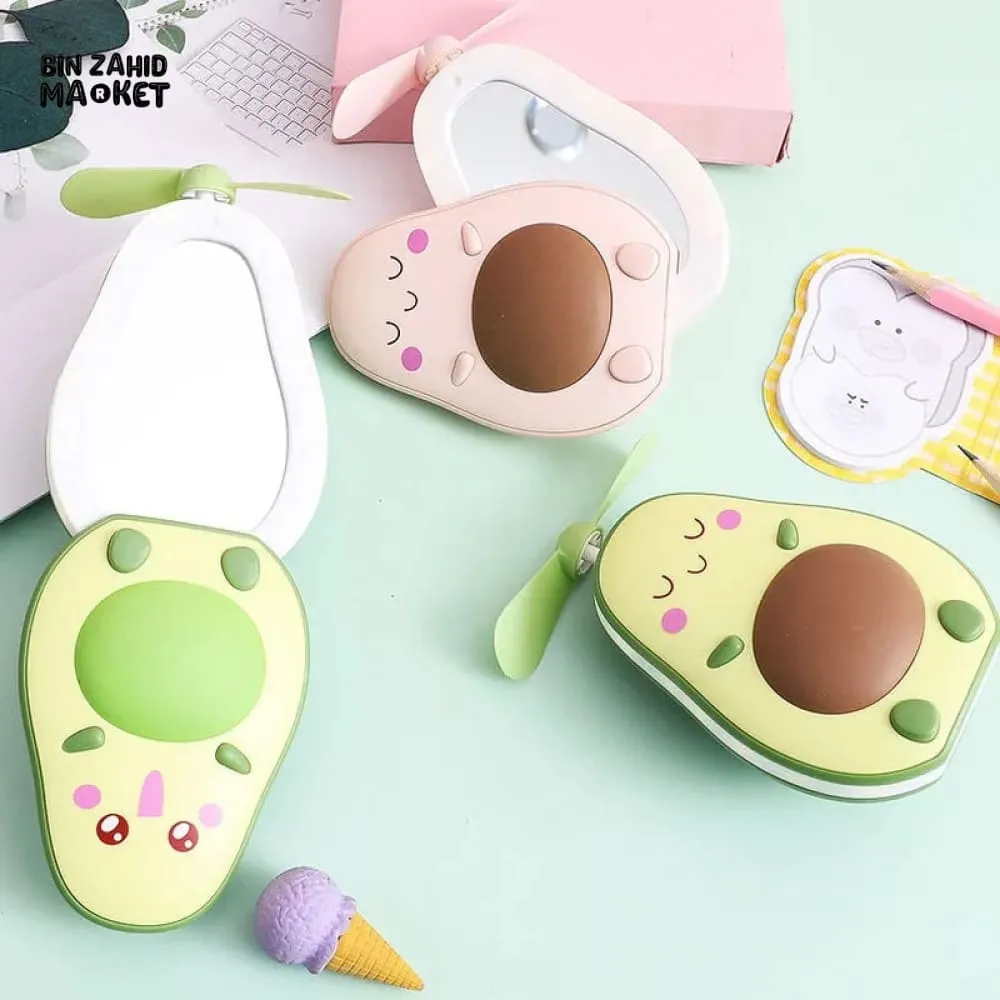 AVACADO SHAPE PORTABLE MINI FAN WITH MIRROR