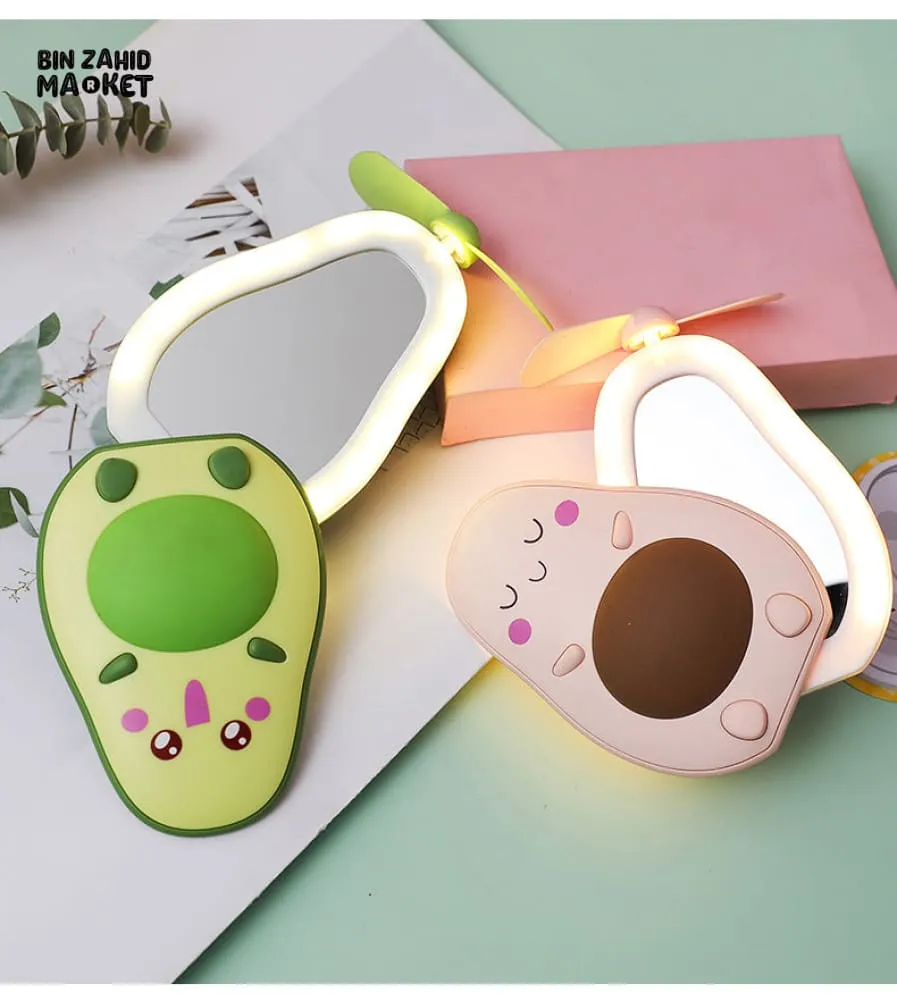 AVACADO SHAPE PORTABLE MINI FAN WITH MIRROR