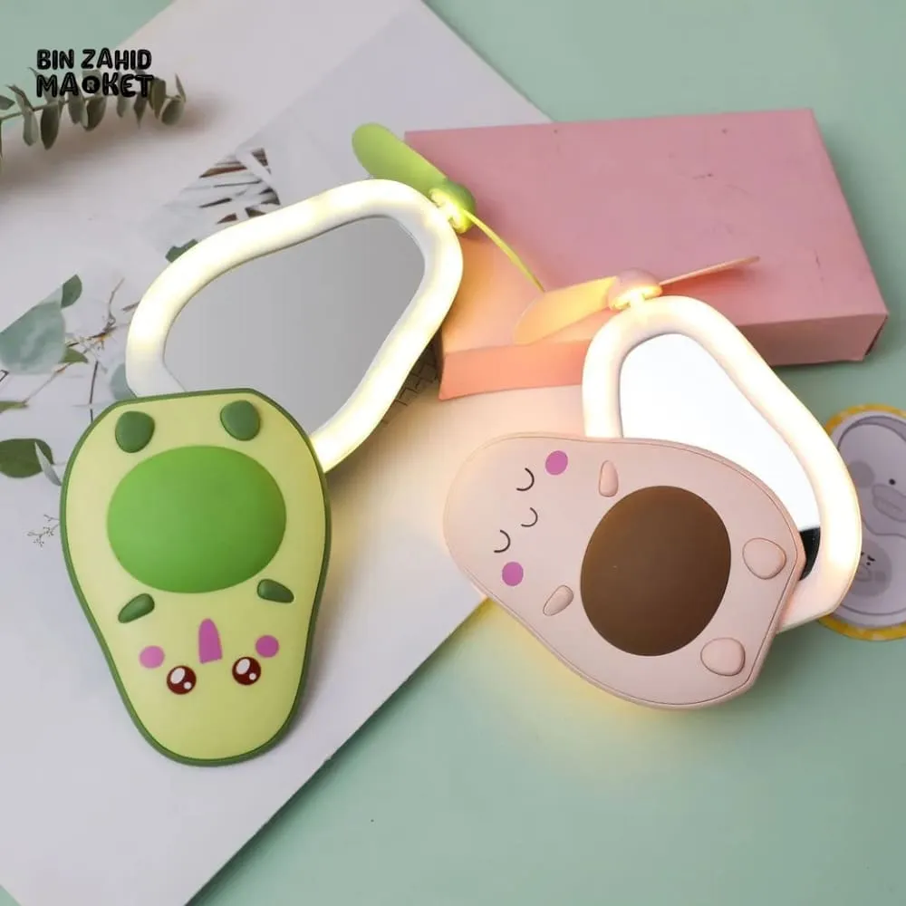 AVACADO SHAPE PORTABLE MINI FAN WITH MIRROR