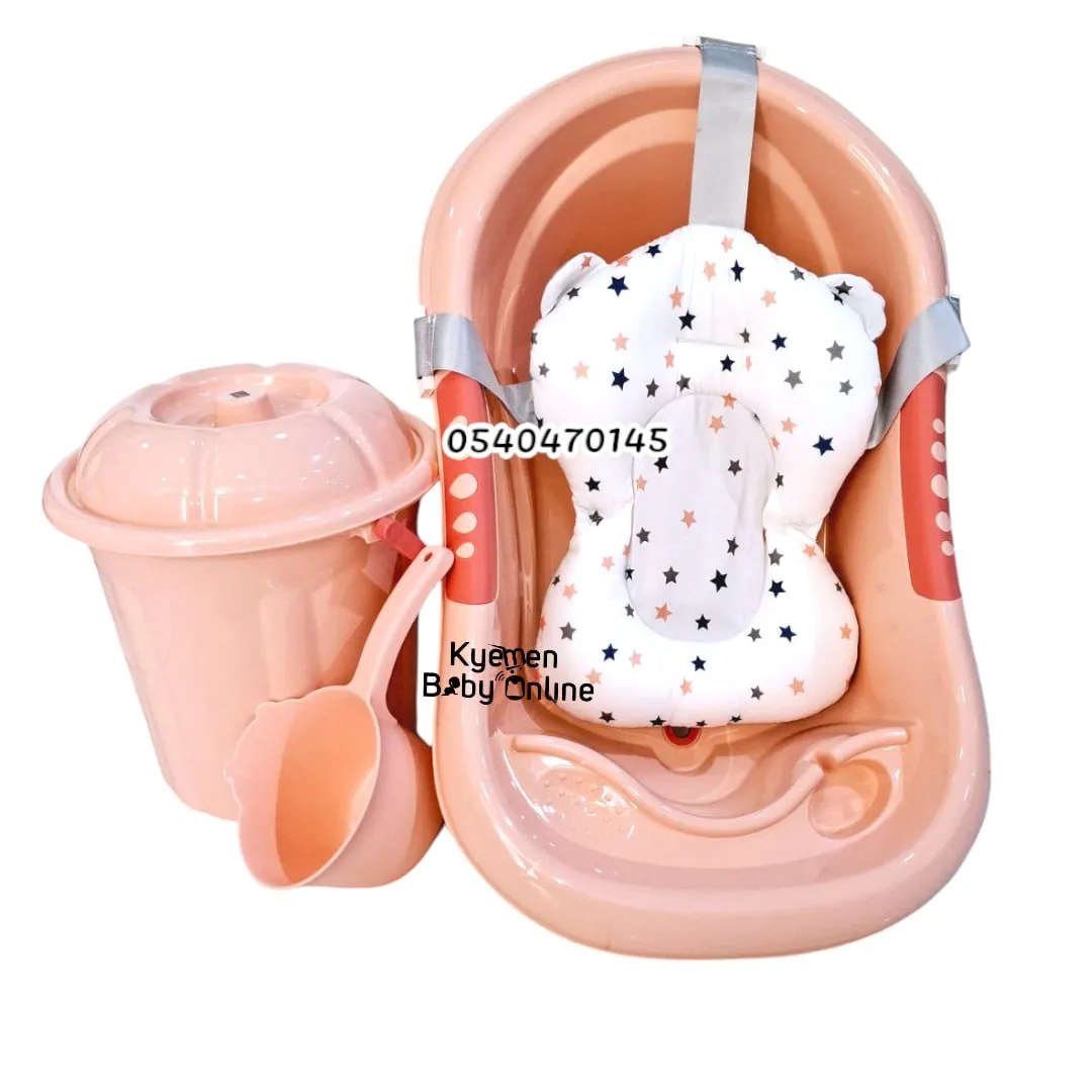 Baby Standing Bath Set With Metal Stand And Cushion Bather