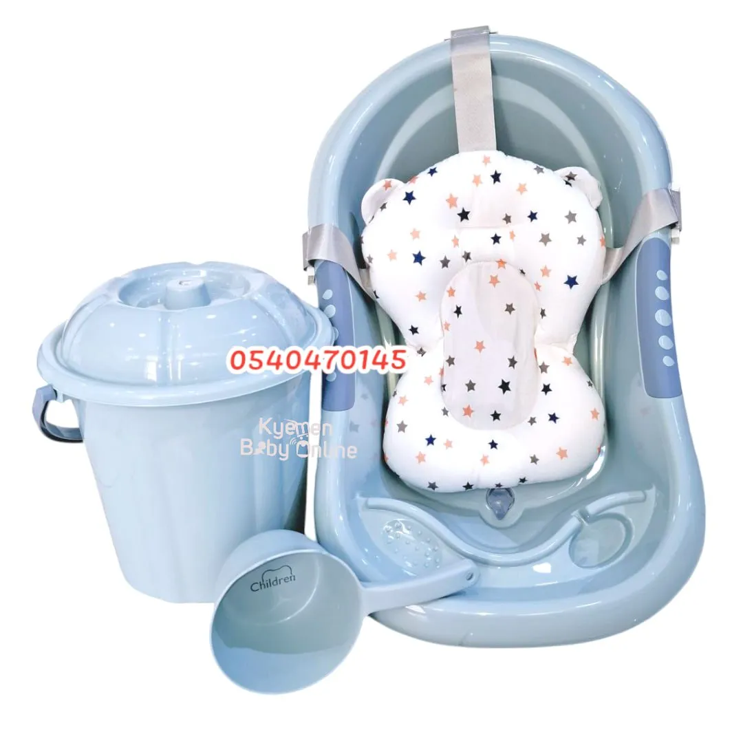 Baby Standing Bath Set With Metal Stand And Cushion Bather