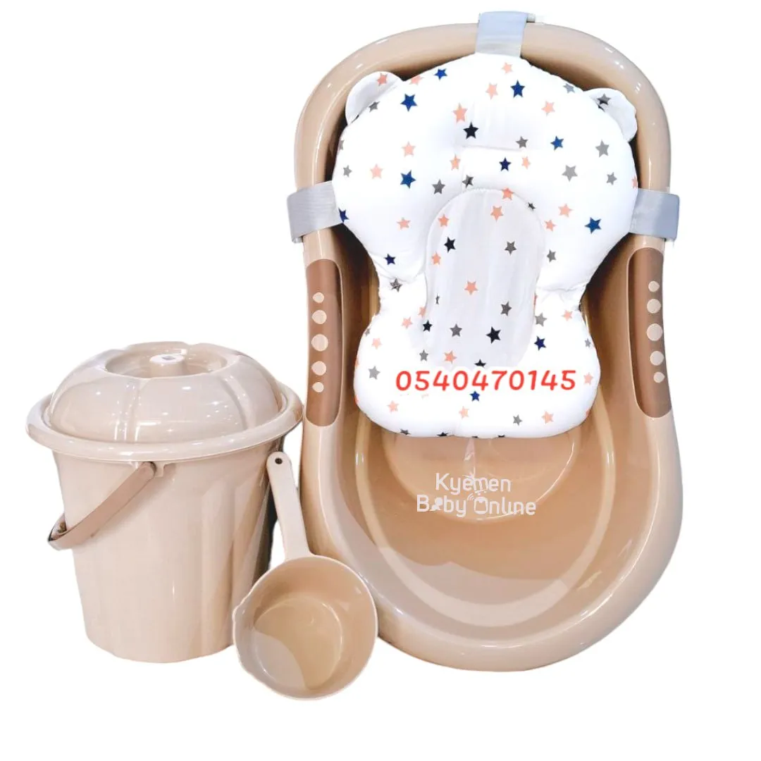 Baby Standing Bath Set With Metal Stand And Cushion Bather
