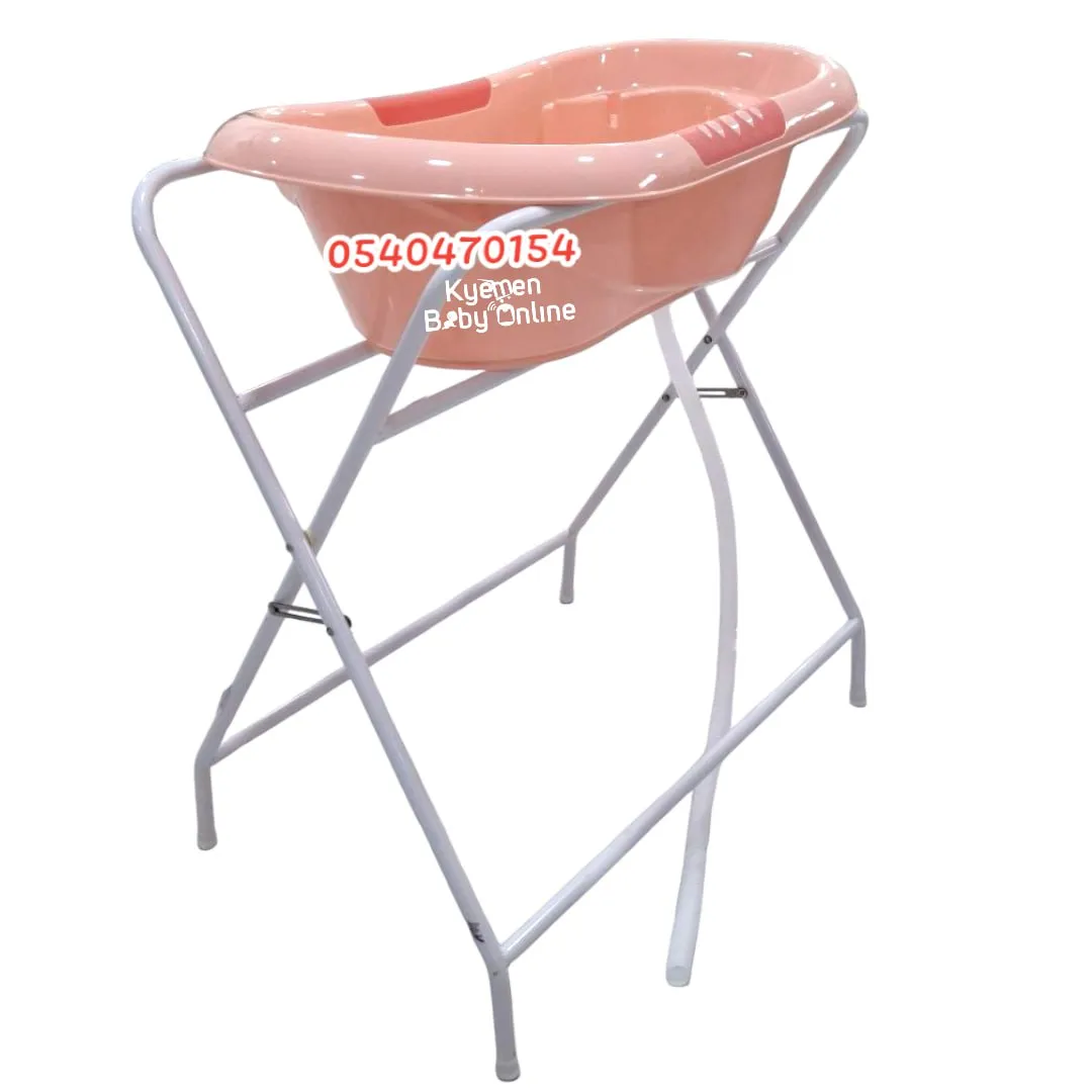 Baby Standing Bath Set With Metal Stand And Cushion Bather