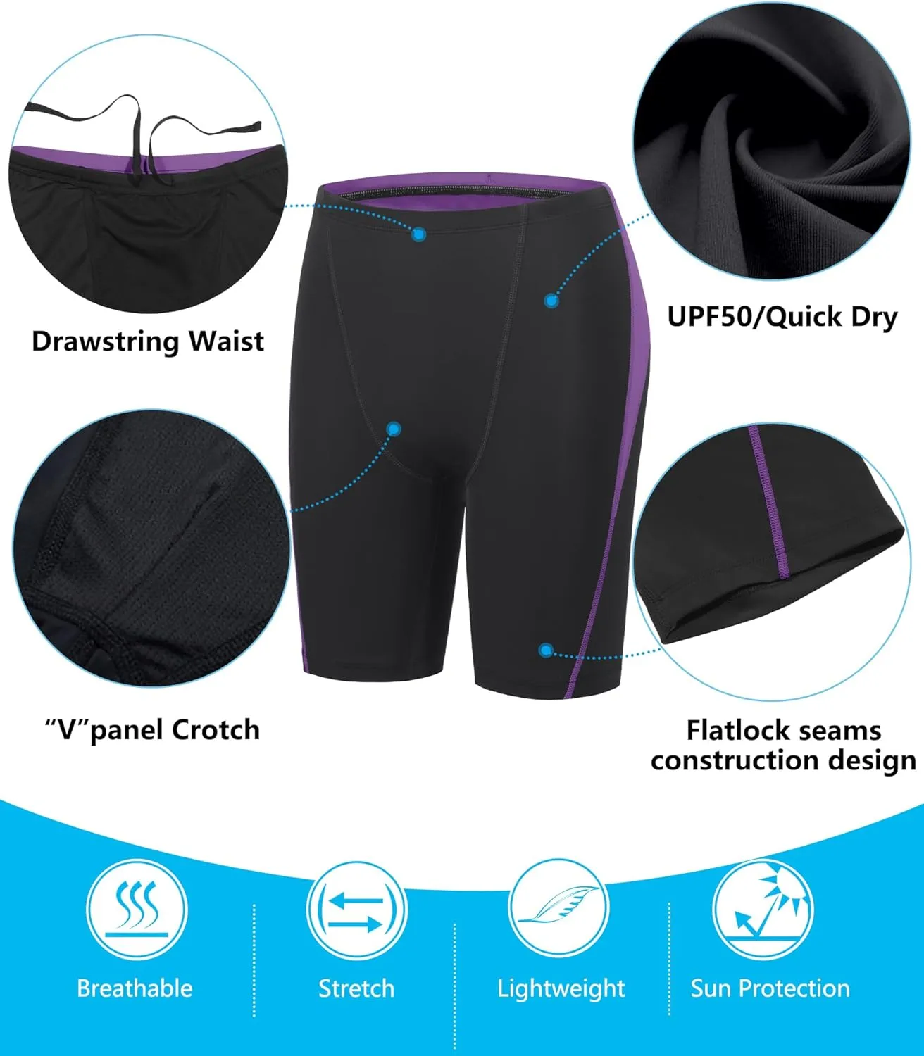 Boys Swim Jammers - Youth Competitive Swim Racing Team Swimming Shorts Swimsuit Trunks Bathing Suit Quick Dry UPF 50 
