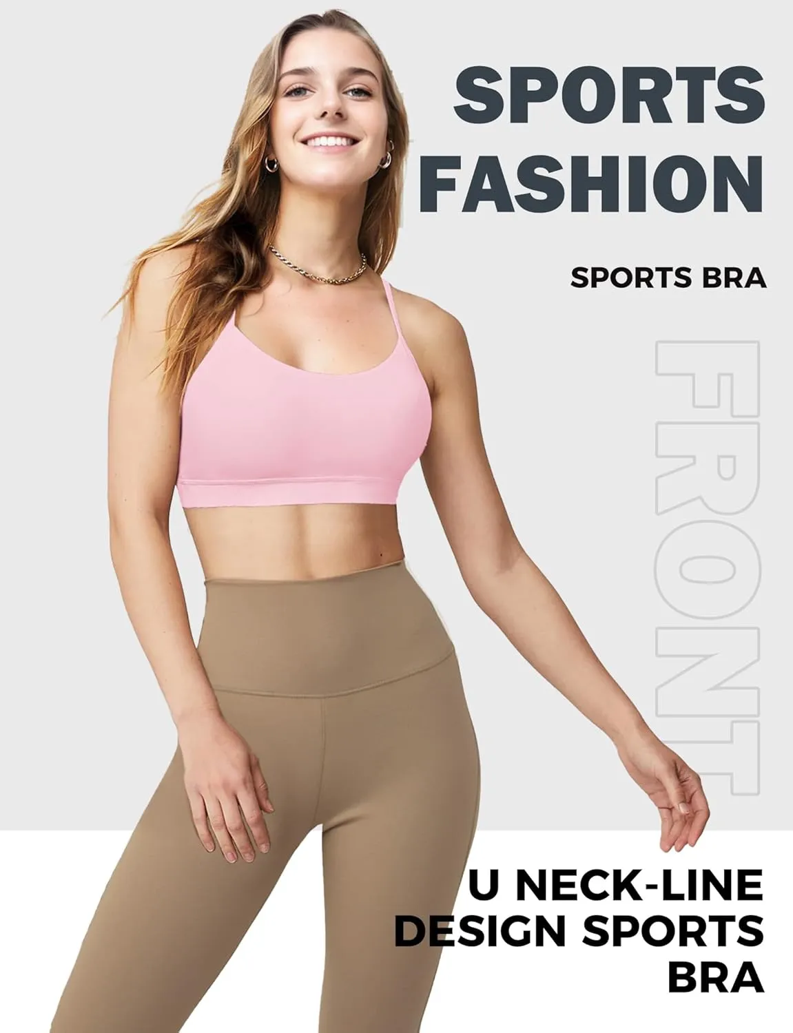 Buauty Y Back Sports Bra for Women, Low Impact Padded Racerback Spaghetti Strap Bras, Womens Workout Yoga Gym Tops