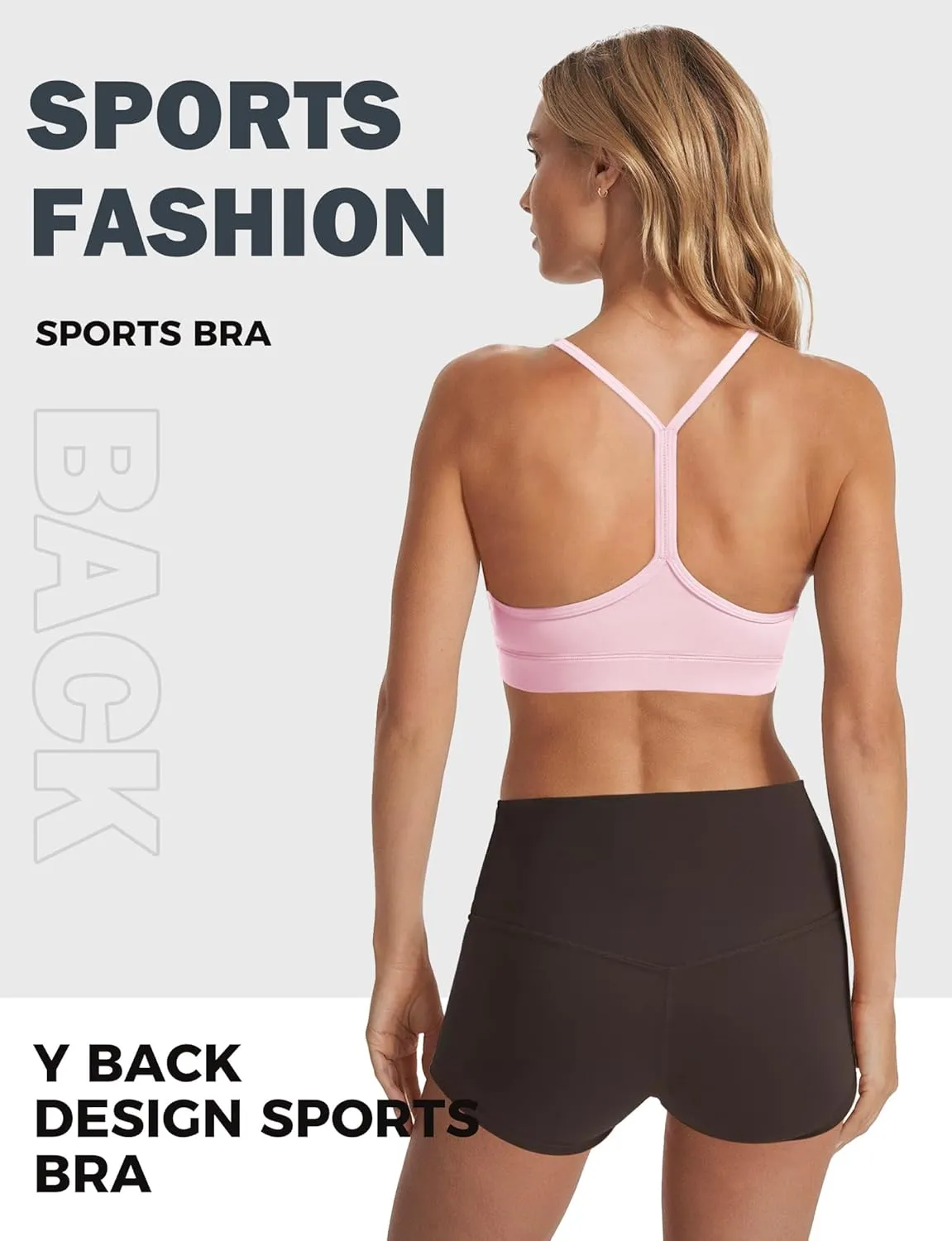 Buauty Y Back Sports Bra for Women, Low Impact Padded Racerback Spaghetti Strap Bras, Womens Workout Yoga Gym Tops