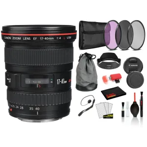Canon EF 17-40mm f/4L USM Lens (8806A002) Lens with Bundle includes 3pc Filter Kit)   Deluxe Lens Cleaning Kit   More