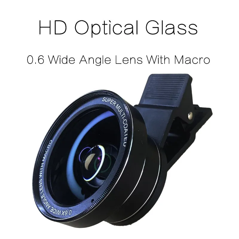 Cellphone HD 15X Macro Len  0.6X Wide Angle Lens for Iphone 14 Pro Smartphones Mobile Phone 37mm Macro Lens for Nails