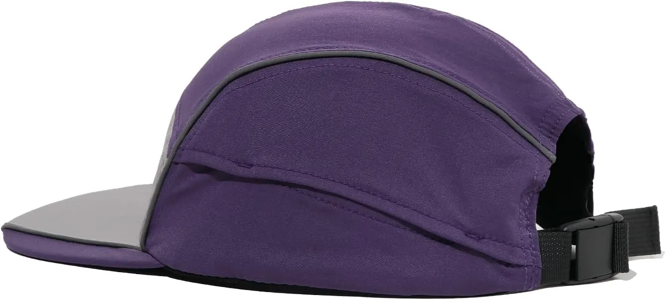 Clakllie Quick Dry 5 Panel Running Hats Reflective Flat Brim Hat Breathable Baseball Cap Cooling Outdoor Caps Tennis Dad Hats
