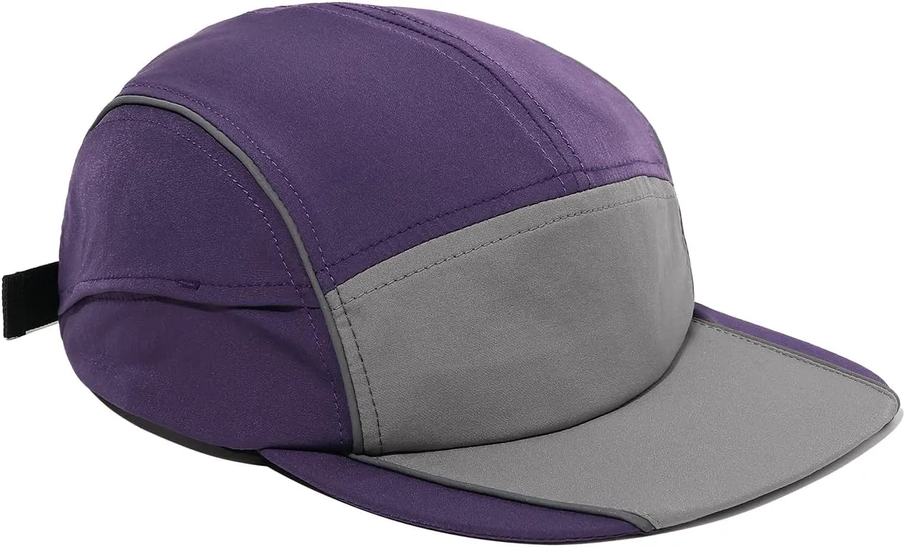 Clakllie Quick Dry 5 Panel Running Hats Reflective Flat Brim Hat Breathable Baseball Cap Cooling Outdoor Caps Tennis Dad Hats