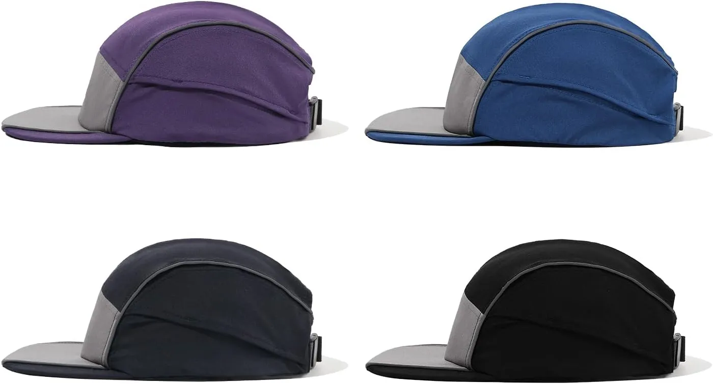 Clakllie Quick Dry 5 Panel Running Hats Reflective Flat Brim Hat Breathable Baseball Cap Cooling Outdoor Caps Tennis Dad Hats