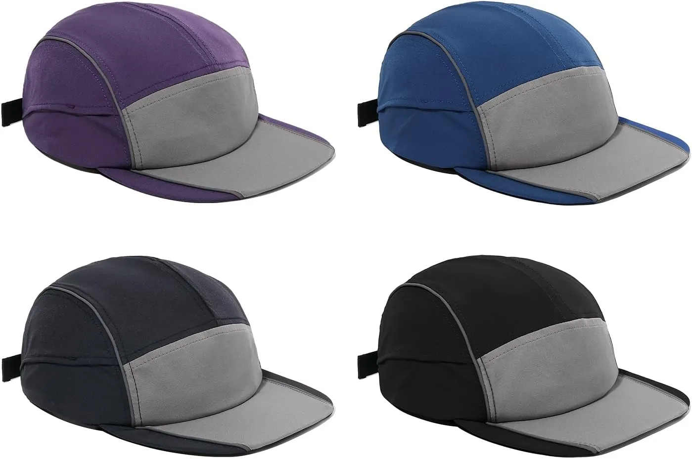 Clakllie Quick Dry 5 Panel Running Hats Reflective Flat Brim Hat Breathable Baseball Cap Cooling Outdoor Caps Tennis Dad Hats
