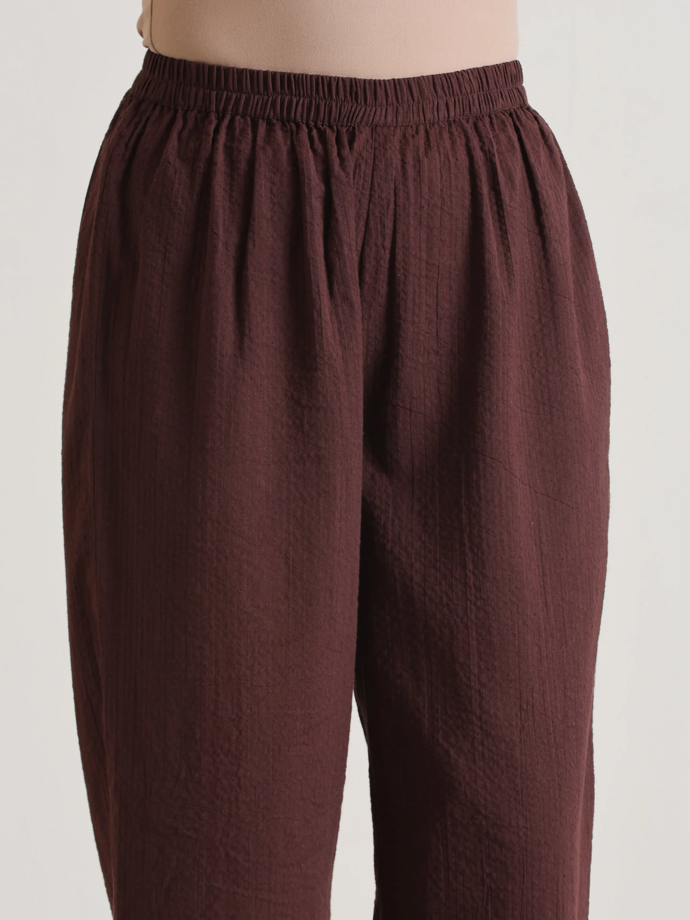 Cola Brown Sleeveless Flared  Kurta Pant Set