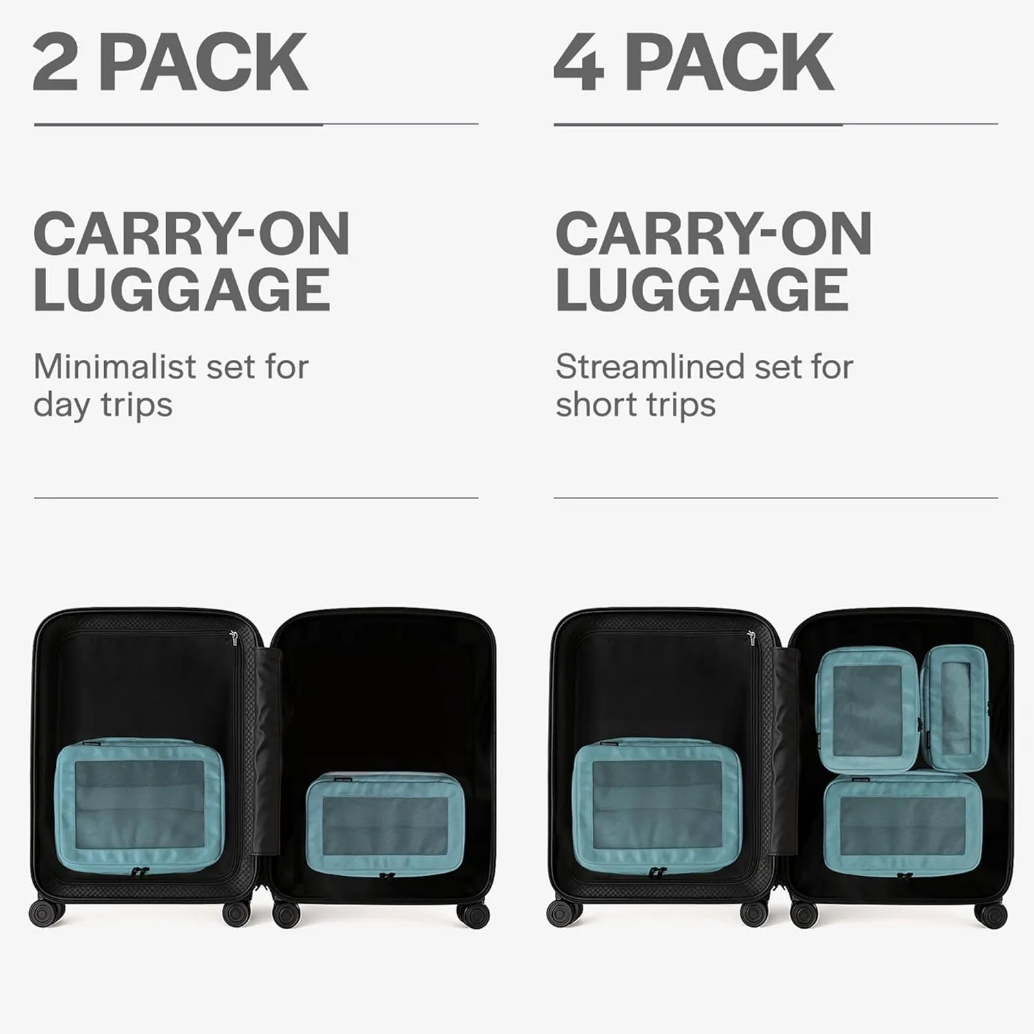 Compression Packing Cubes for Travel - Luggage Organizer Bags - Double Zipper Packing Cubes for Suitcases (2-Pack, Teal)