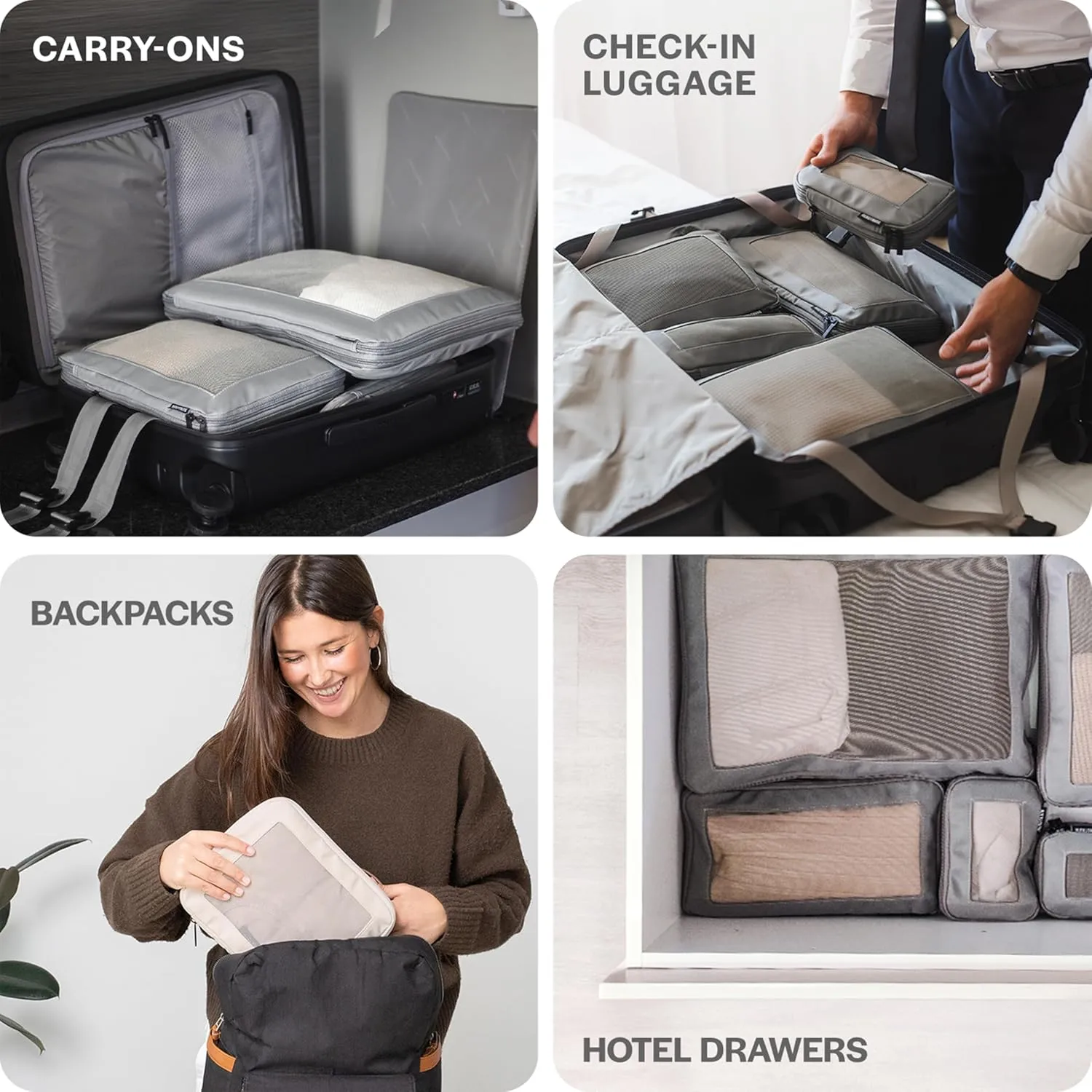 Compression Packing Cubes for Travel - Luggage Organizer Bags - Double Zipper Packing Cubes for Suitcases (2-Pack, Teal)
