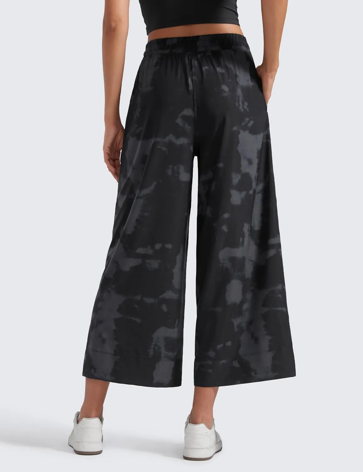 CRZ YOGA Lightweight Wide Leg Cropped Pants for Women 25" High Waisted Loose Casual Lounge Travel Work Sweatpants Summer