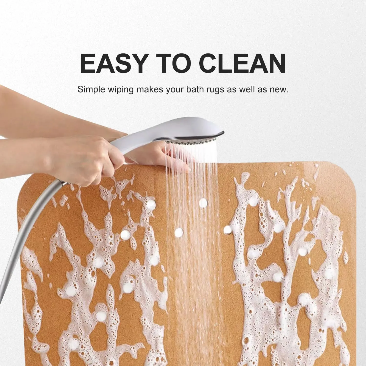 ECOAKLY: Bathtub Mat with Drain Holes - Cork, Non Slip