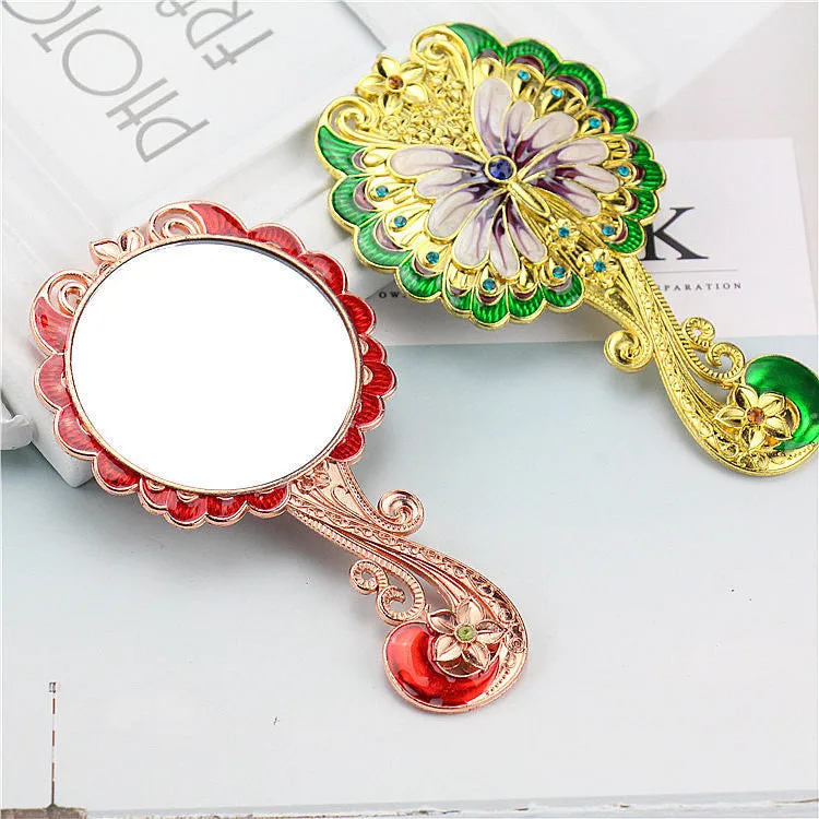 European Retro Butterfly Hand-hold Mirror Gift Set Portable Portable