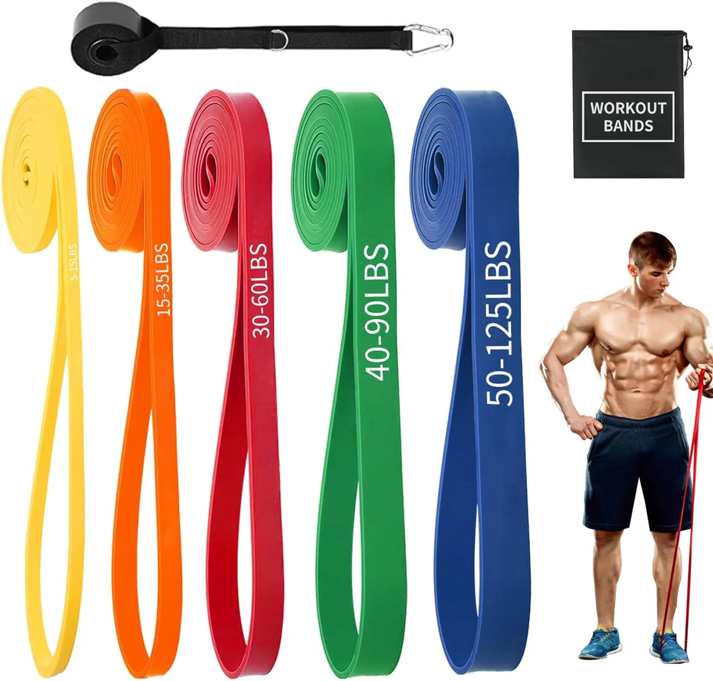 Exercise Bands Resistance Bands for Working Out,Pull Up Bands Set,at Home Workout Equipment,Workout Bands for Men and Women,Stretch Bands for Exercise