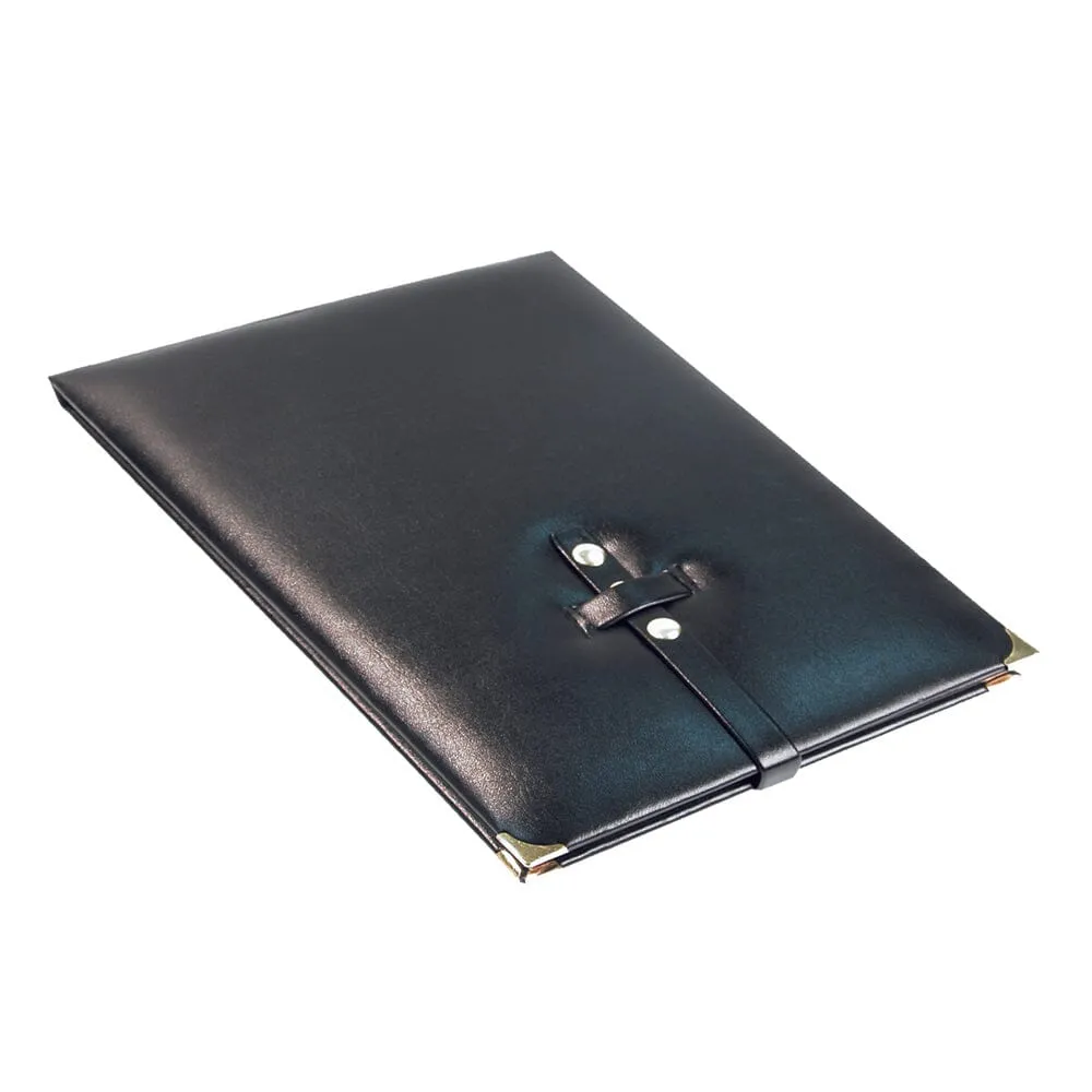Faux Leather Snap Folding Mirror  - Black