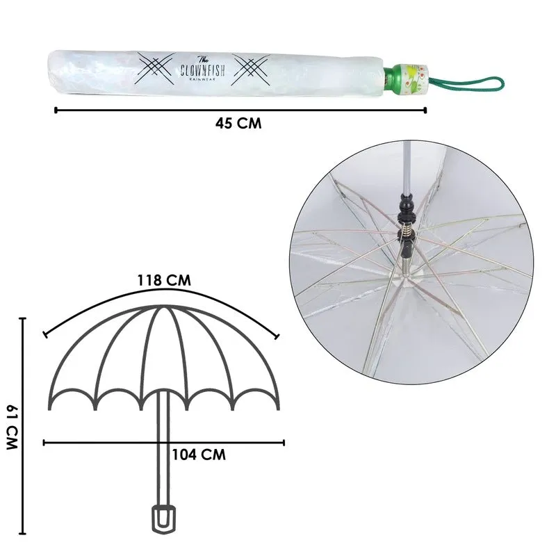 Folding Umbrella with Auto Open Waterproof Polyester | 2 Units | Floral Pattern | Marina Green