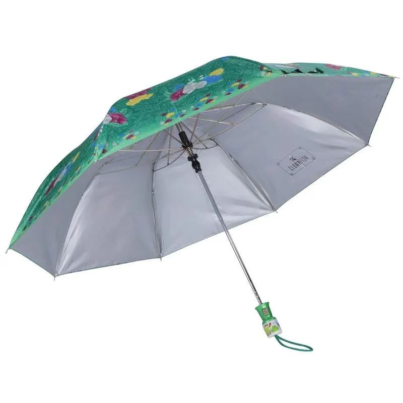 Folding Umbrella with Auto Open Waterproof Polyester | 2 Units | Floral Pattern | Marina Green