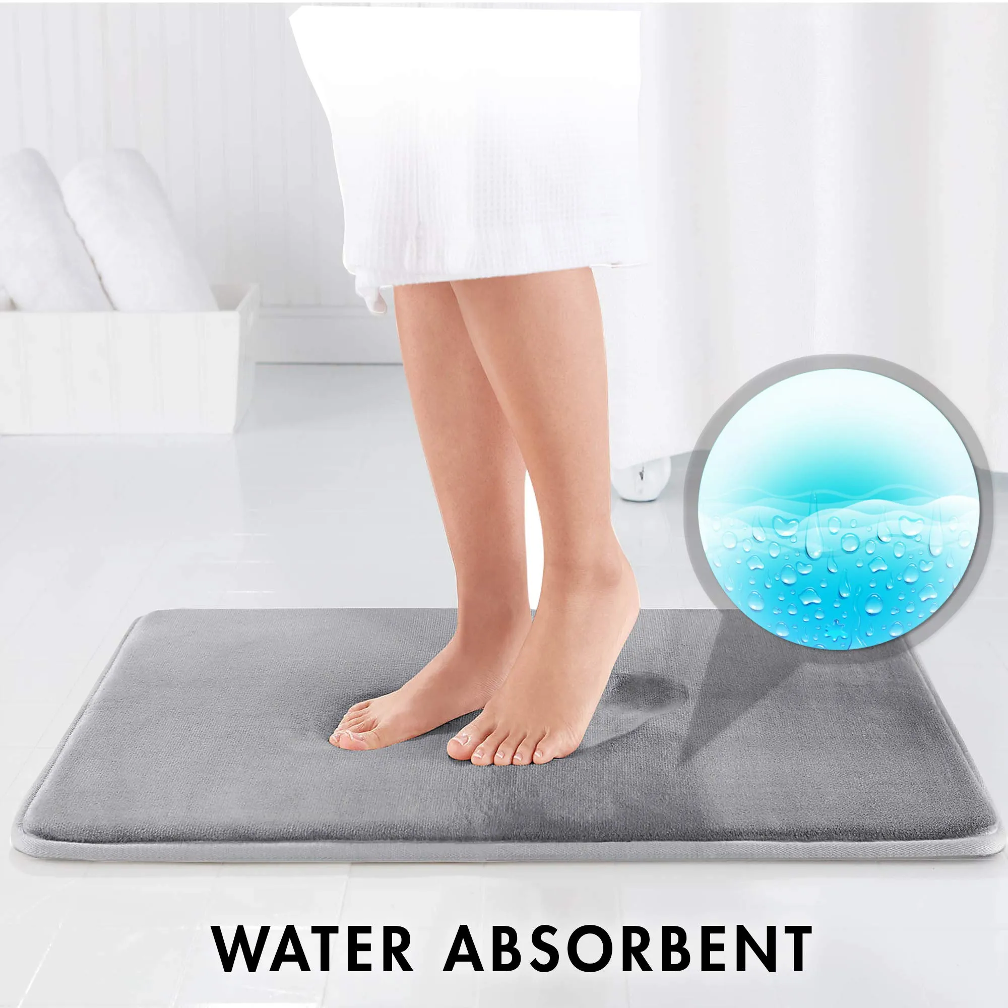 Genteele Memory Foam Bath Mat Waterproof Bathroom Rug