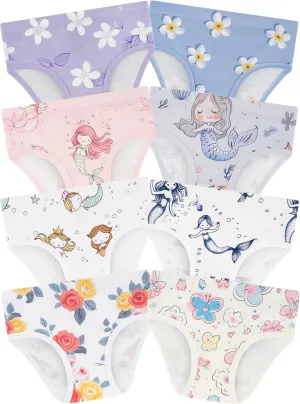 Girls' Underwear,Soft Cotton Tagless Panties for Toddlers' & Little Kids Comfort,Breathable Briefs,8-Pack