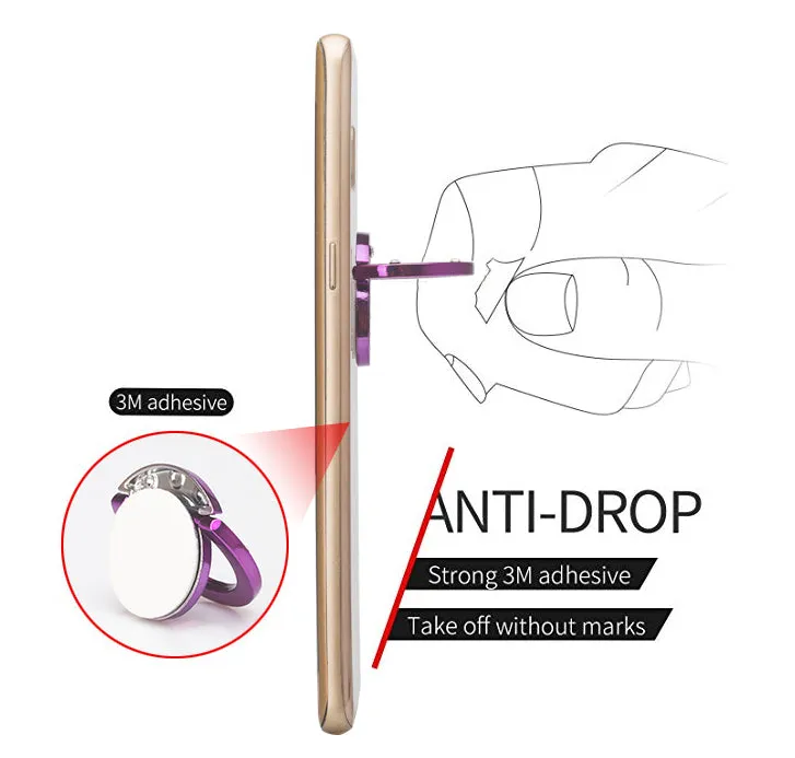 Glitter Cute Bling Diamond 360° Rotation Finger Ring Grip Stand for cell phone - Purple