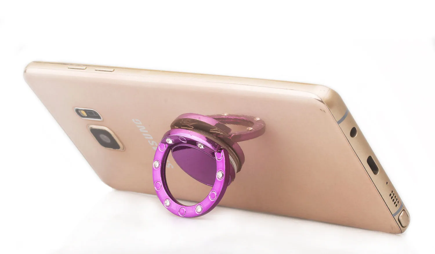 Glitter Cute Bling Diamond 360° Rotation Finger Ring Grip Stand for cell phone - Purple
