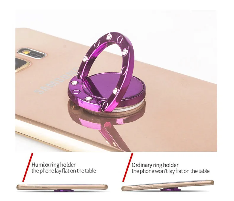 Glitter Cute Bling Diamond 360° Rotation Finger Ring Grip Stand for cell phone - Purple