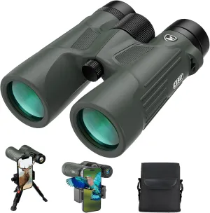 Gosky 10X42 HD Binoculars for Adults with Phone Adapter, High Power Binoculars with BAK4 Prism and FMC Lens, Waterproof Binocularfor Bird Watching Hunting Traveling Outdoor Sports