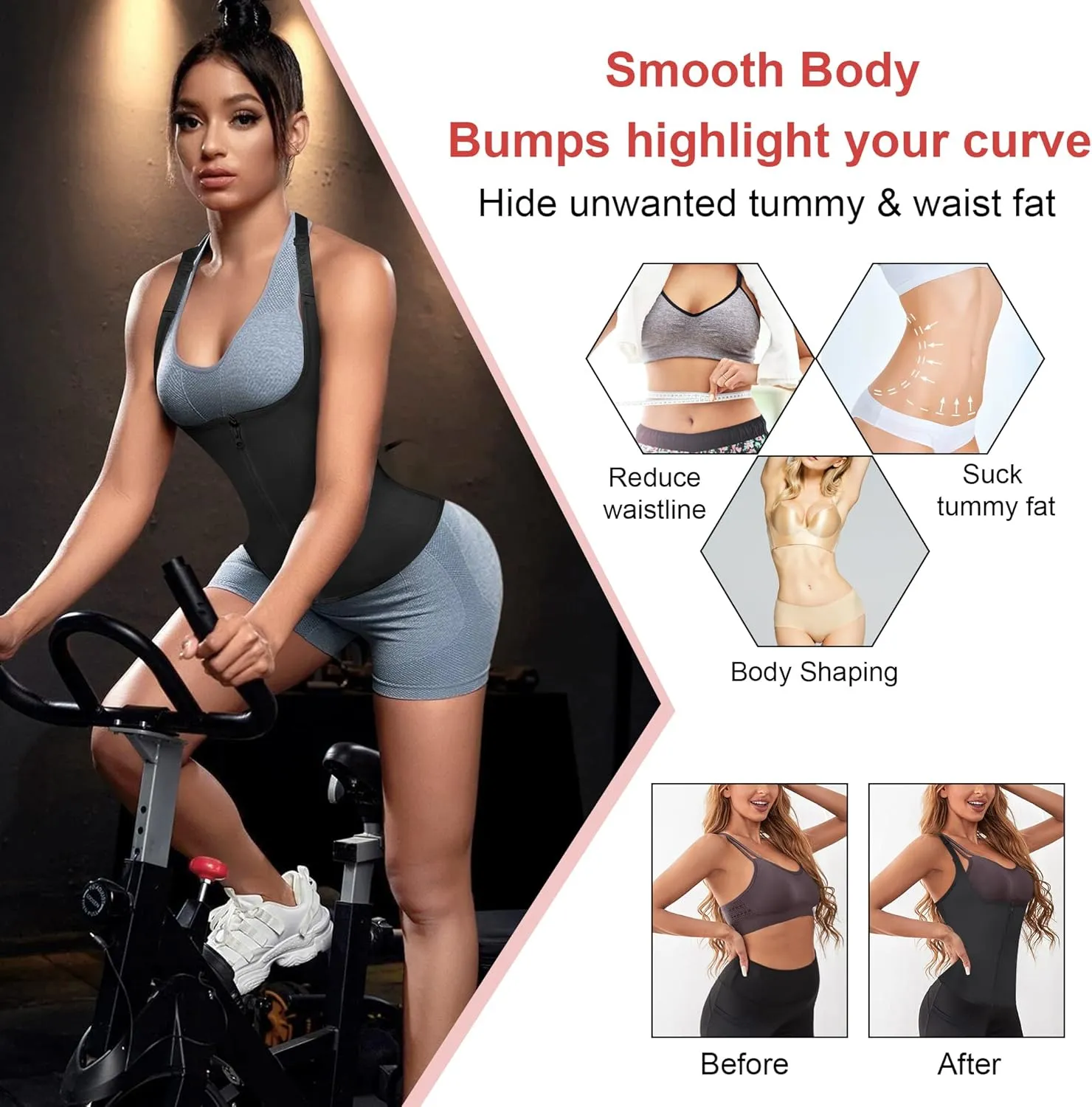 Gotoly Quick Weight Loss, Adjustable Straps Body Shaper Waist Cincher Tank Top