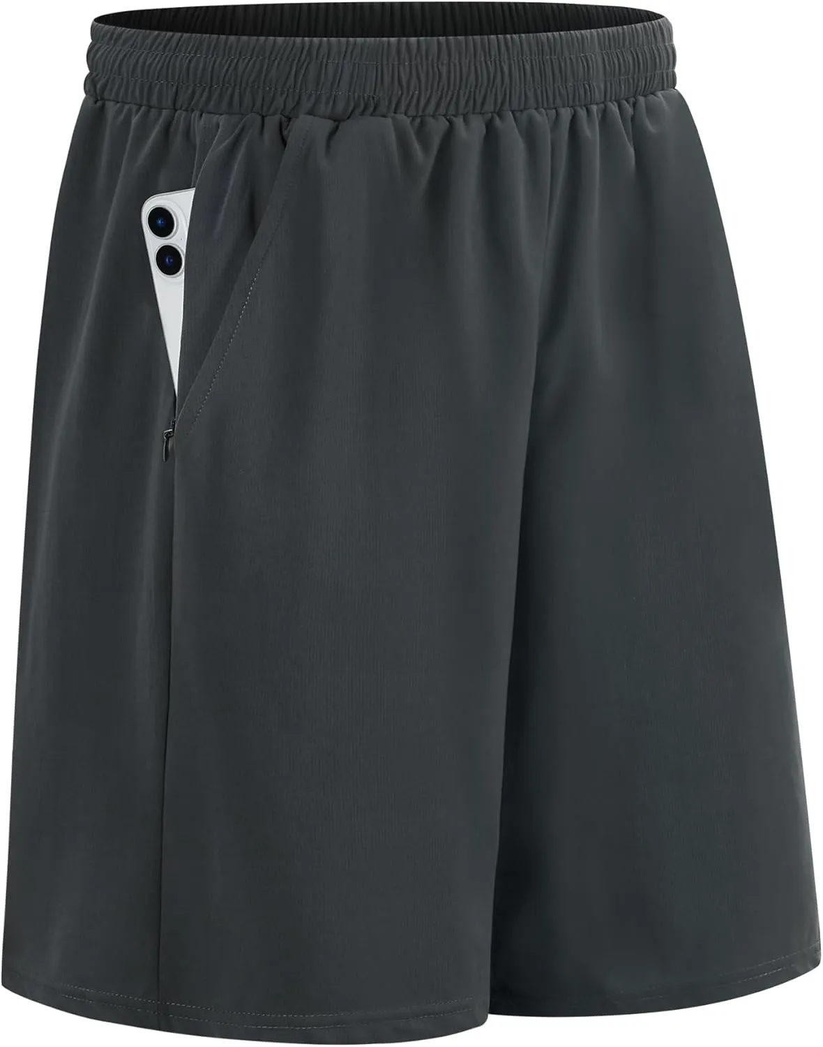 HQUEC Men's Athletic Shorts with Zipper Pockets 10" Lightweight Quick Dry Basketball Workout Shorts for Running Casual