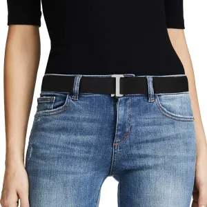 JASGOOD Women No Show Stretch Belt Elastic Web Strap Belt with Flat Buckle for Jeans Pants Dresses