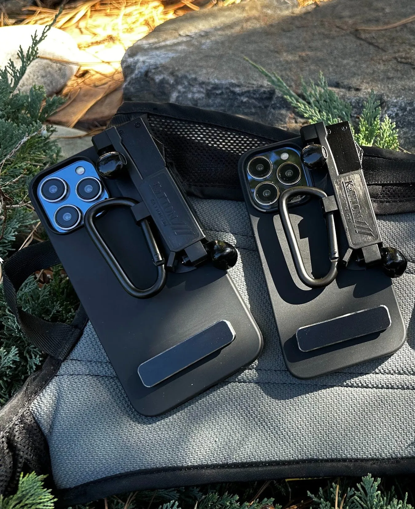 KaTTON Phone case Compatible with iPhone 13, Multitool Phone Case Holder for Removable Multi-Tool or USB Drive, Air Tag Holder, Kickstand, Carabiner Finger Holder, Finger Loop & Air Pod Holders