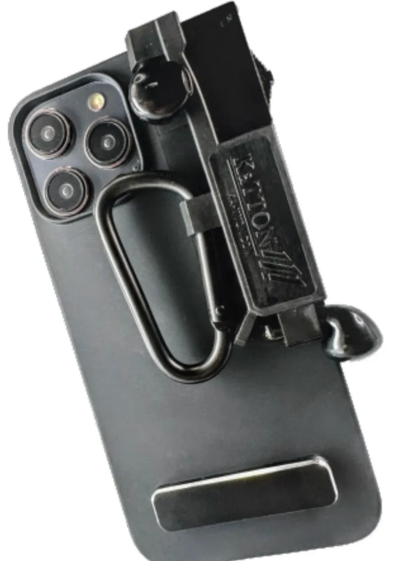 KaTTON phone case Compatible with iPhone 13 Pro Max, Multitool Phone Case holder for Removable Multi-Tool or USB, Air Tag Holder, Kickstand, Carabiner Finger Holder, Finger Loop & Air Pod holders