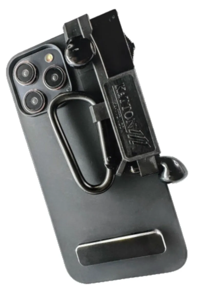 KaTTON Phone case Compatible with iPhone 13 Pro, Multitool Phone Case Holder for Removable Multi-Tool or USB Drive, Air Tag Holder, Kickstand, Carabiner Finger Holder, Finger Loop & Air Pod Holders